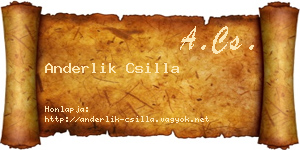 Anderlik Csilla névjegykártya
